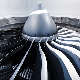 low angle view of airplane jet engine