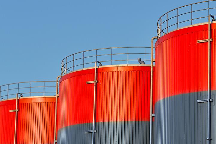 outdoor view of large storage tanks