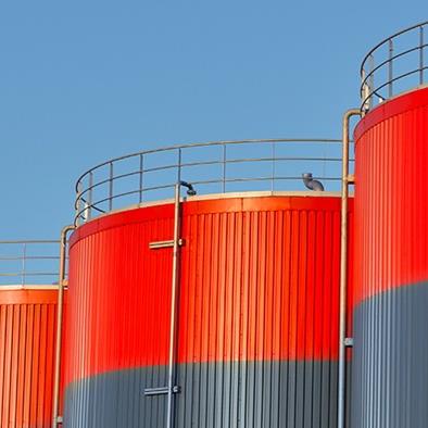 outdoor view of large storage tanks