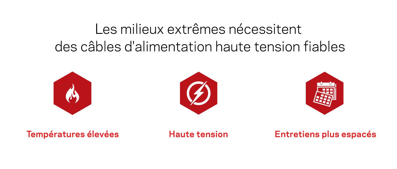température élevée, haute tension, intervalles de service plus longs